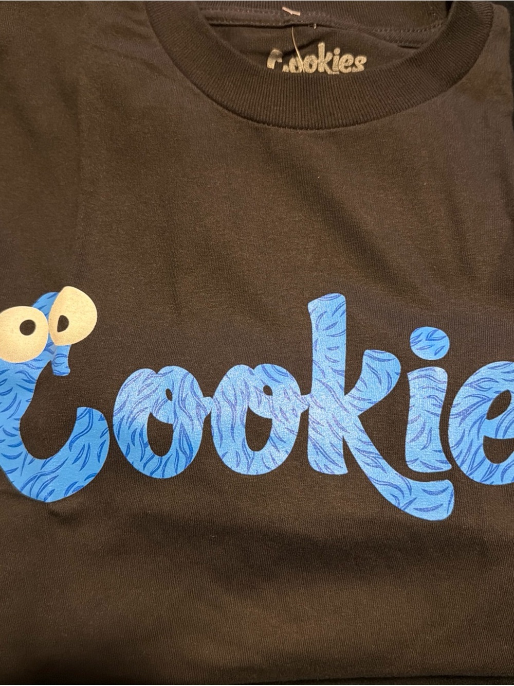 Cookies Men’s Black Short Sleeve Tee with Blue Logo